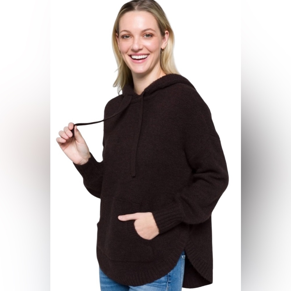 Madewell Wilmington Hoodie Sweater in Heather Raisin Brown NB371 Size Medium NEW
